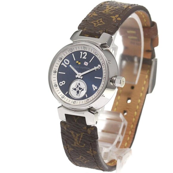 LOUIS VUITTON Tambour Q12MP blue Dial Quartz Ladies Watch_830154 - Picture 1 of 6